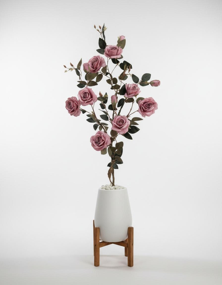 Rosier Artificiel Vieux Rose en Pot