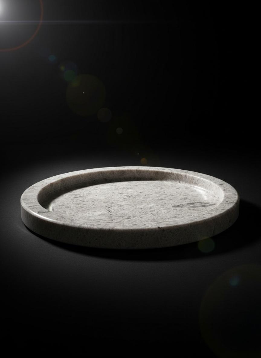 Plateau rond en marbre grège 25cm 3