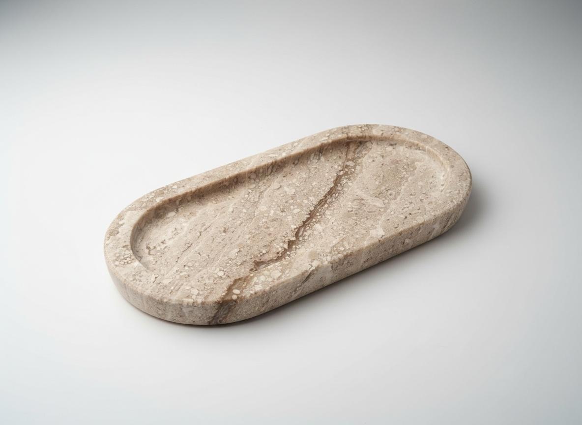 Plateau oval en marbre beige dimension 12-26cm 2
