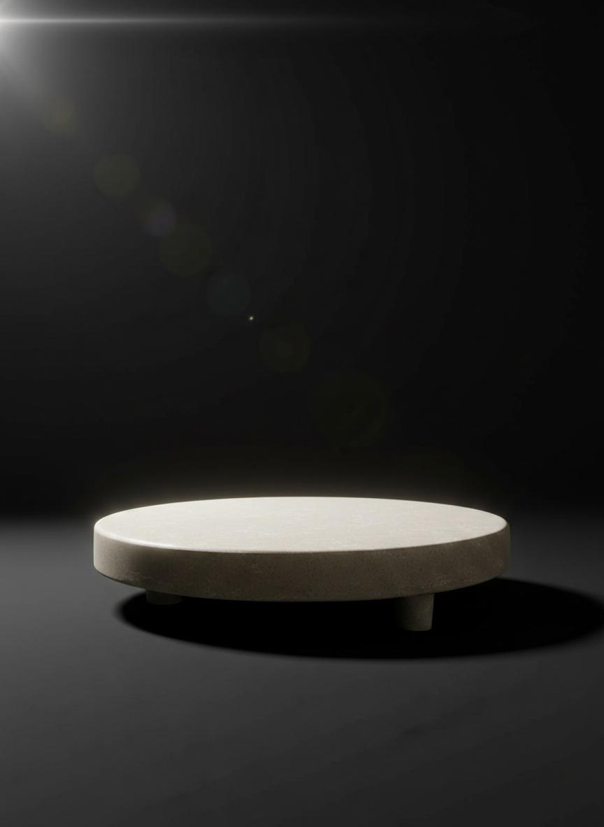 Support rond en marbre beige 2