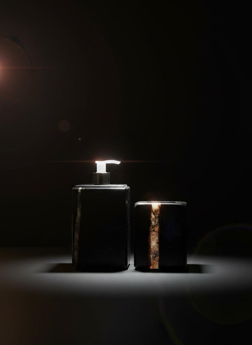 Série de 2pcs accessoires salle de bain en marbre noir 3