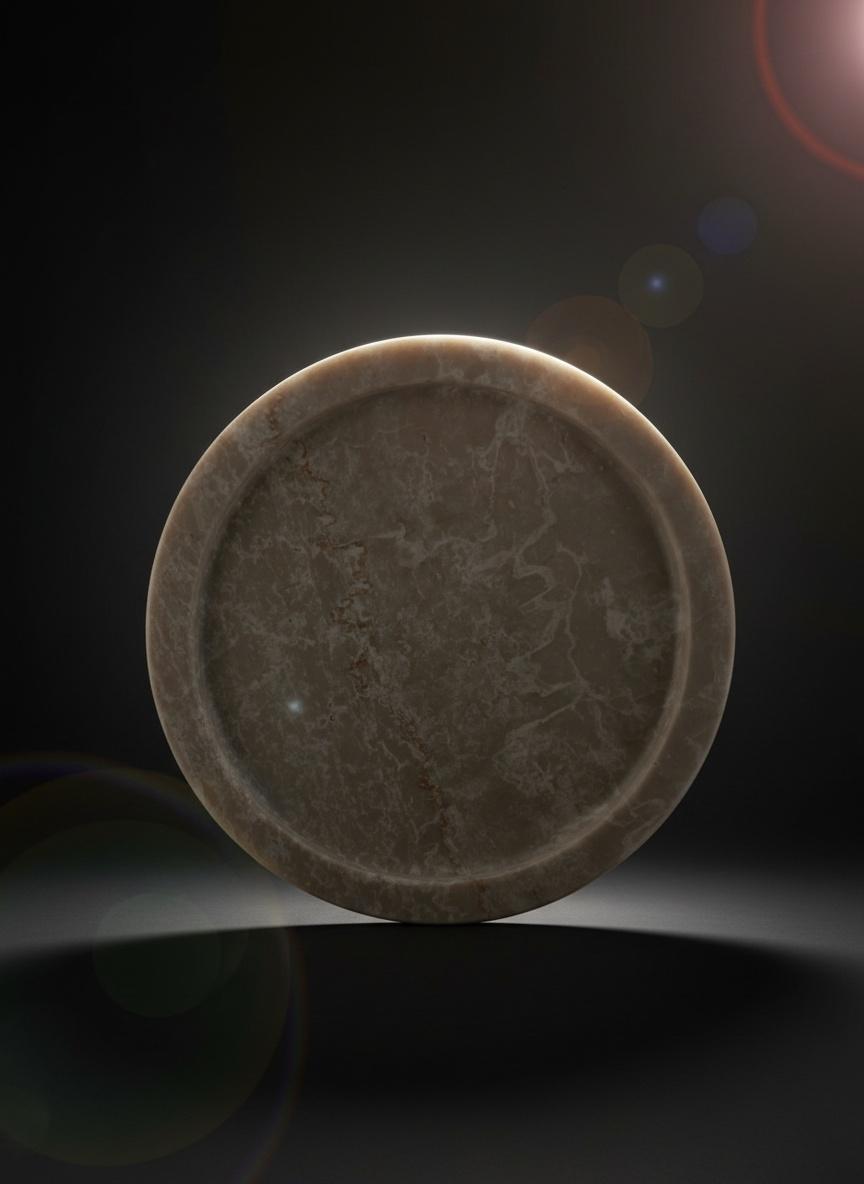 Plateau rond en marbre beige 25cm 3