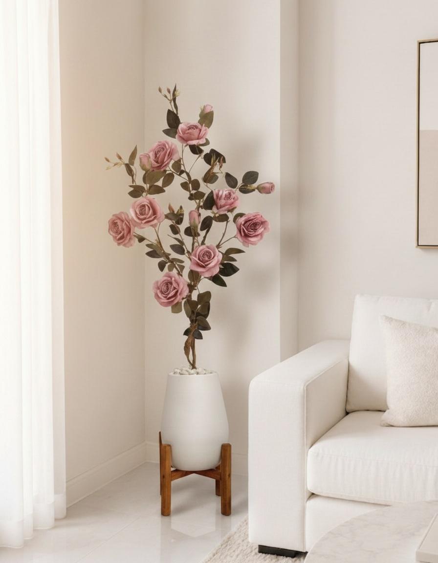 Rosier Artificiel Vieux Rose en Pot 2