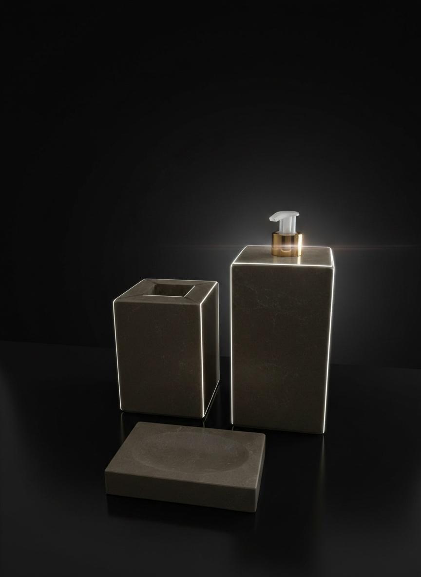 Série de 3pcs accessoires salle de bain en marbre grege 3