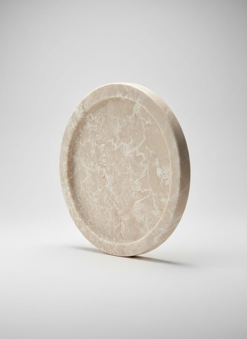 Plateau rond en marbre beige 25cm 2