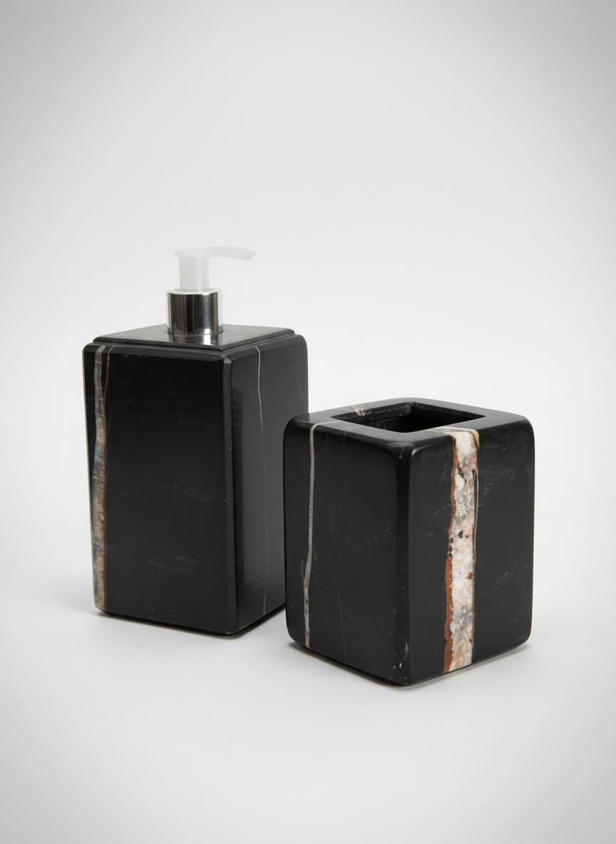 Série de 2pcs accessoires salle de bain en marbre noir 2