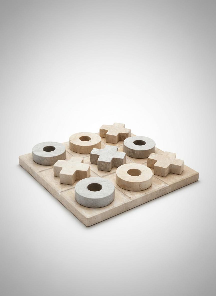 Jeu morpion décoratif en marbre beige et gris