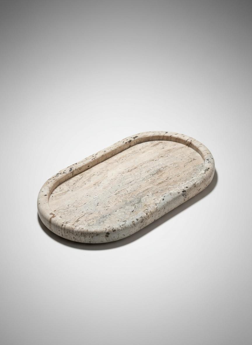 Plateau oval en marbre travertin dimension 15-30cm 2