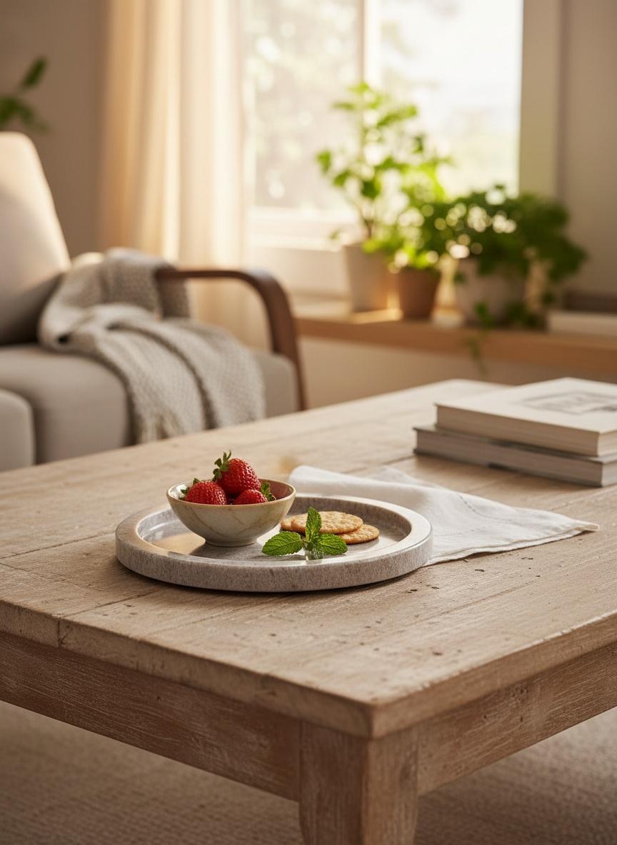 Plateau rond en marbre grège 25cm