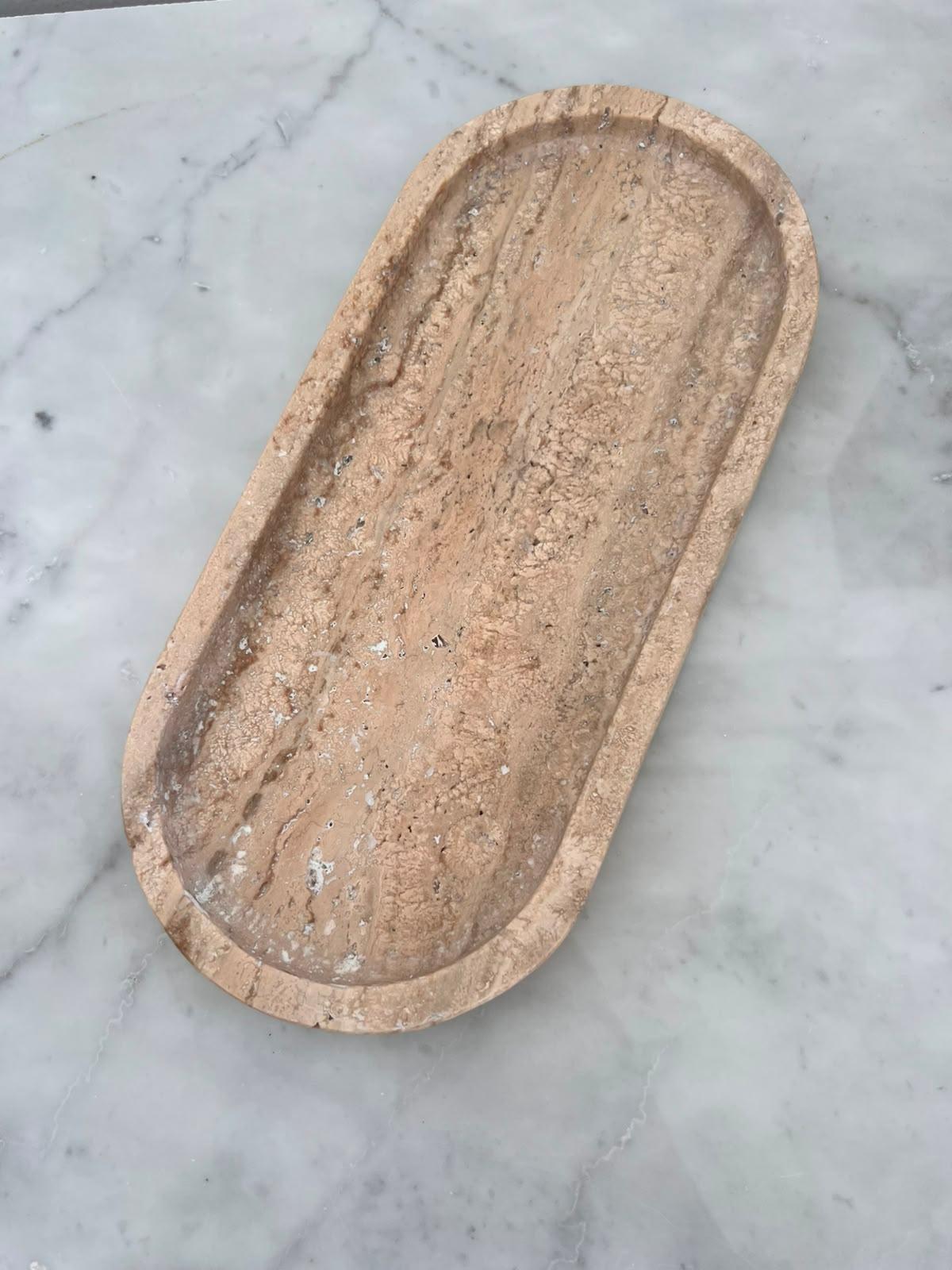 Plateau oval en marbre travertin dimension 12-26cm 2