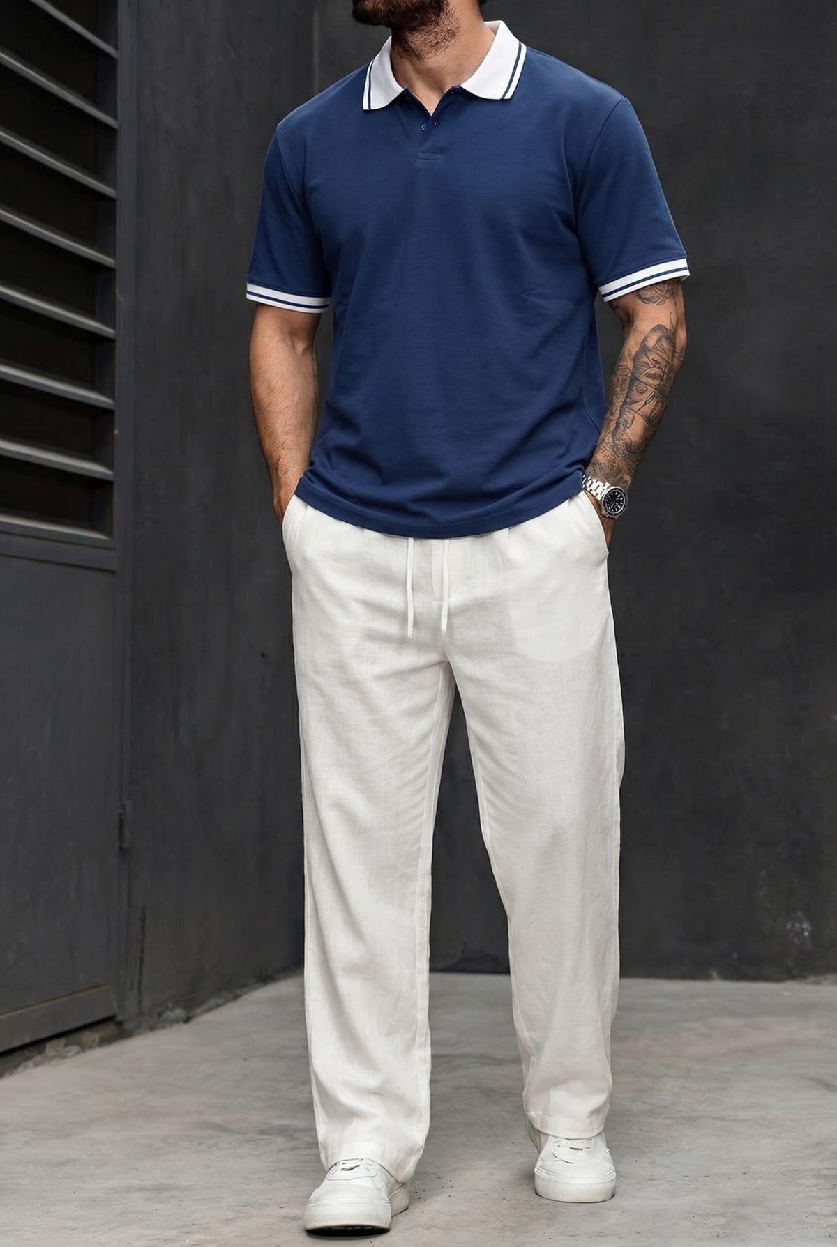 Set Polo + Panta Line Blanc 4