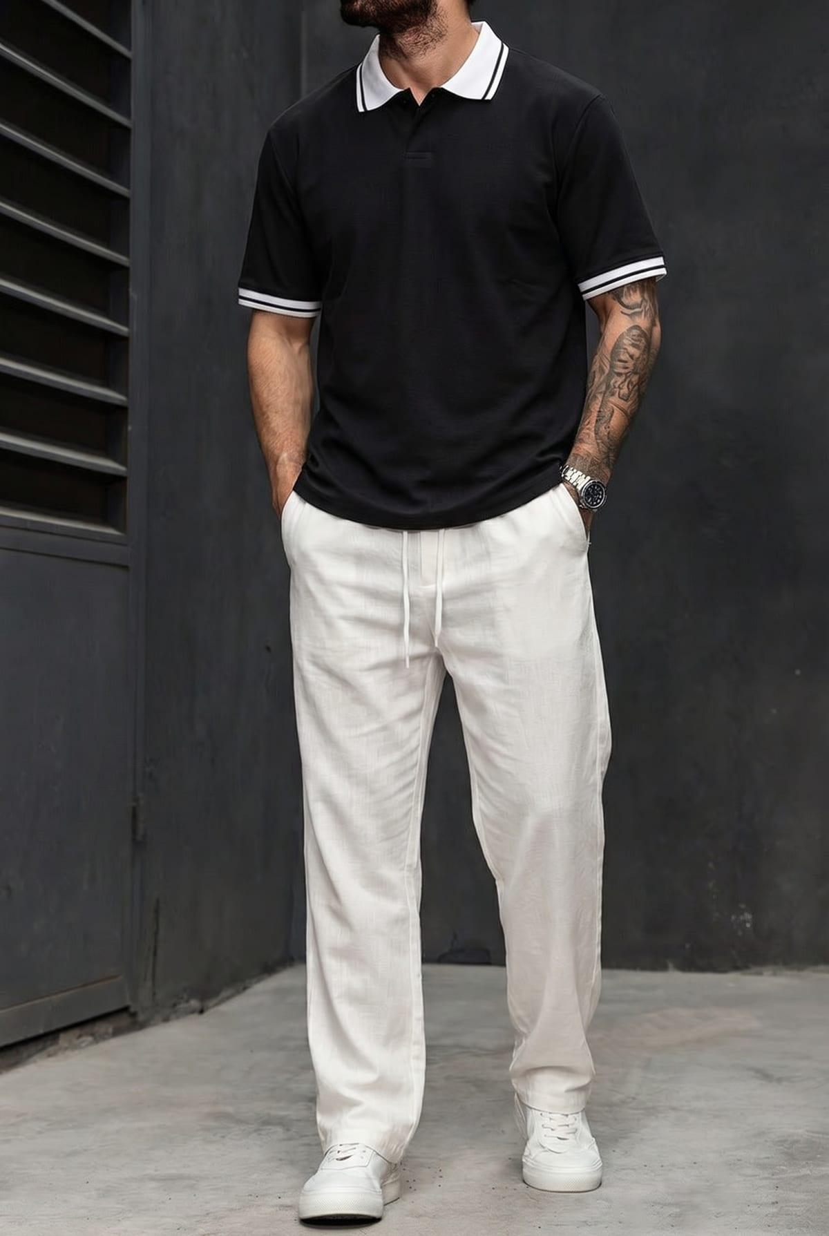 Set Polo + Panta Line Blanc 6