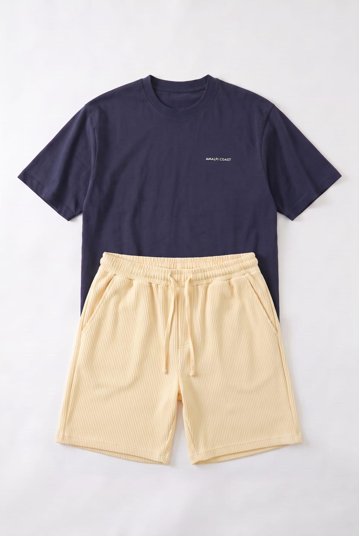 Set T-Shirt Amalfi + Short Rayé Jaune