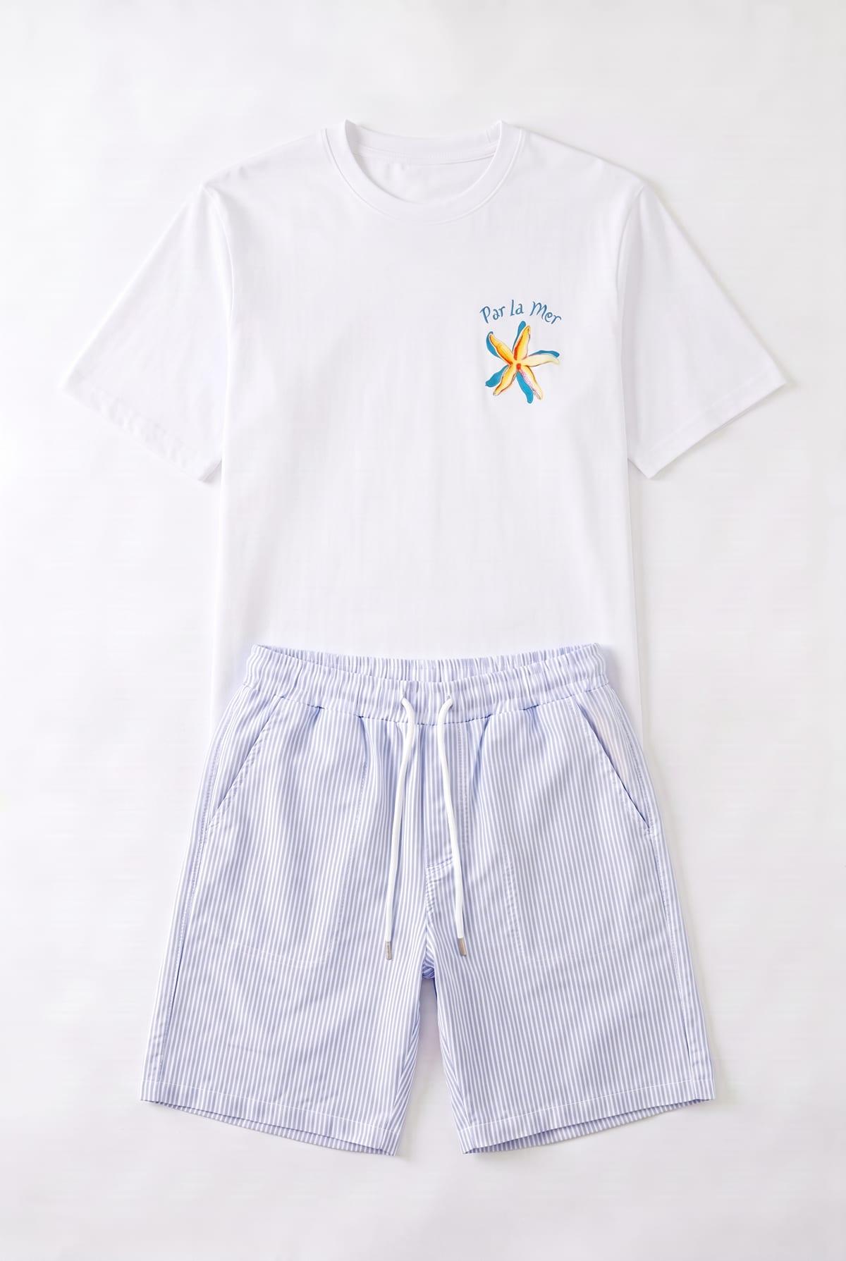 Set T-Shirt Par LA Mer + Short Riée Blue