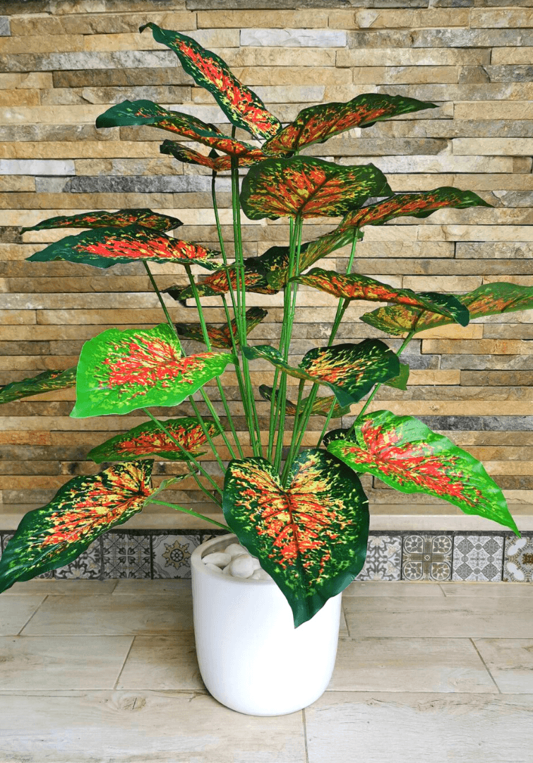 Caladium Artificiel Avec Pot En Céramique B714