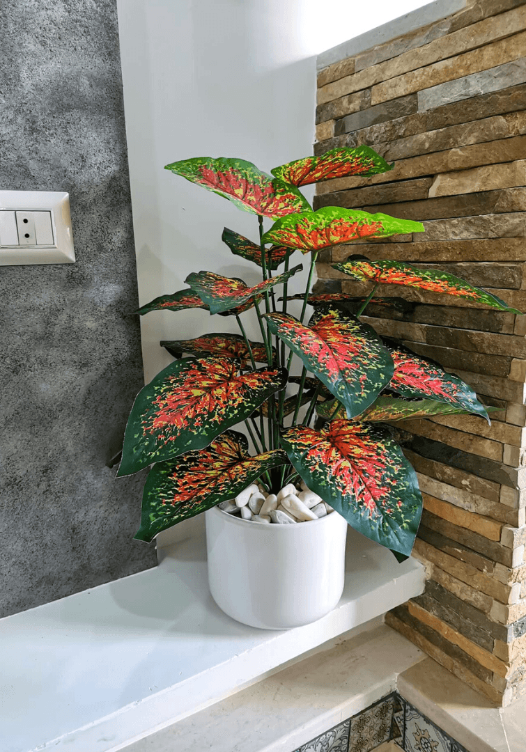 Caladium Artificiel Avec Pot En Céramique B9