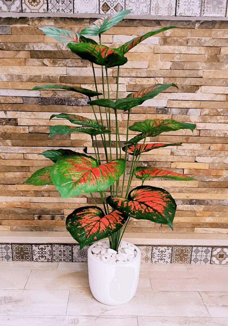 Caladium Artificiel Avec Pot En Céramique B709
