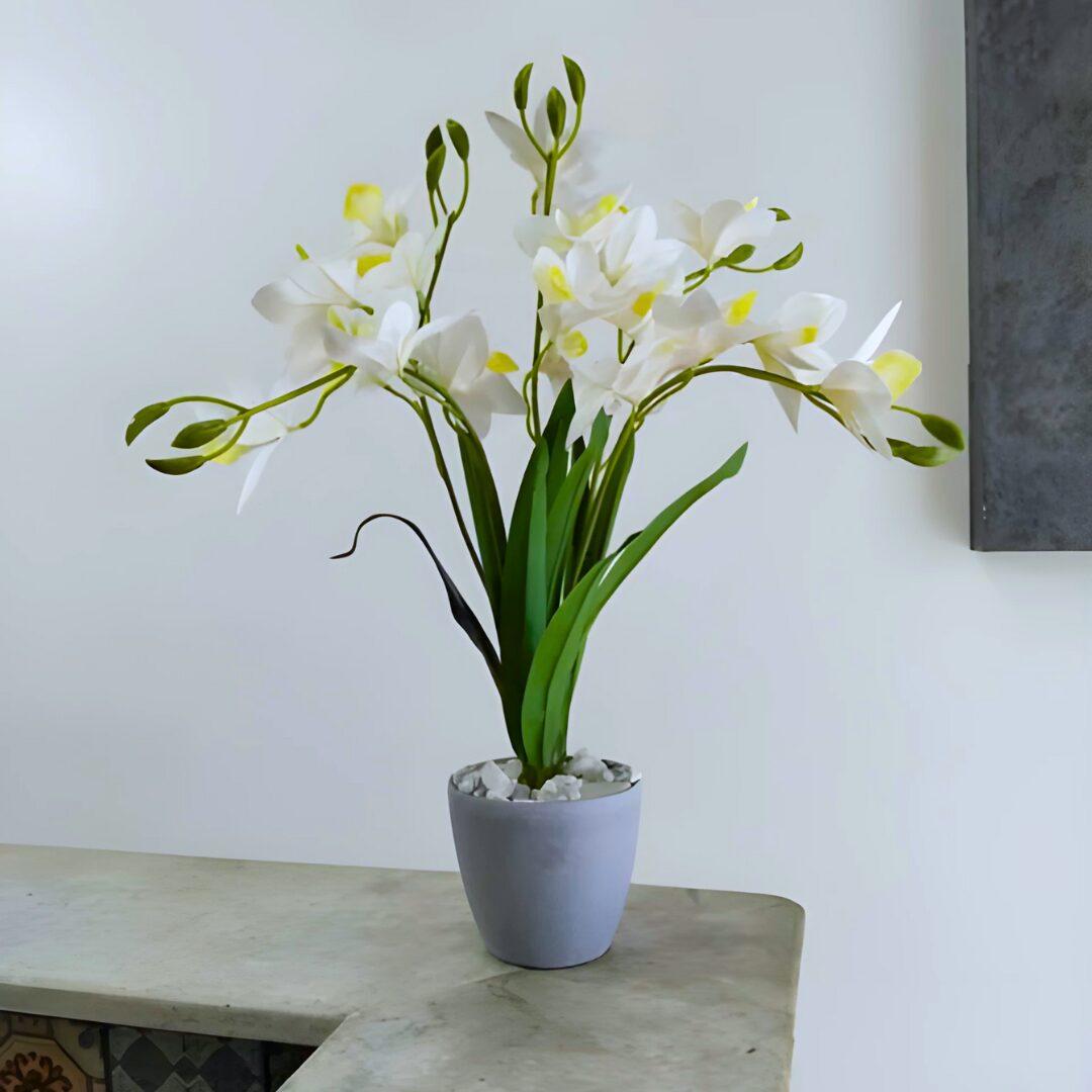 Cymbidium Fleur artificiel avec pot – hauteur 50cm – BB4