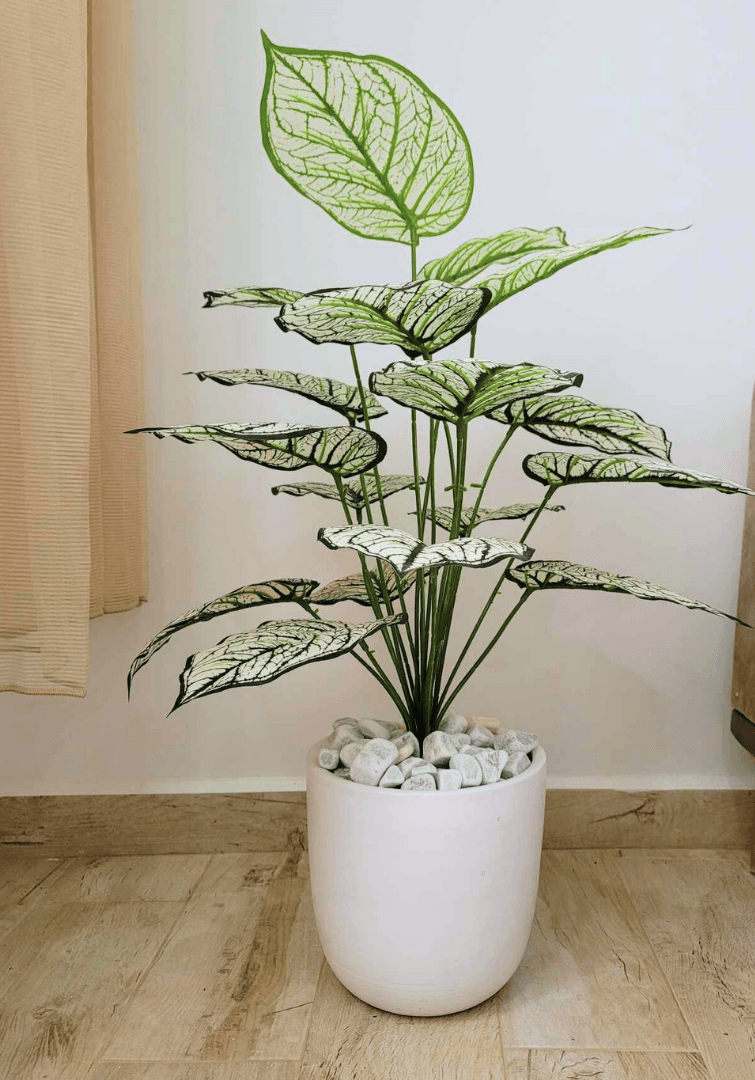 Dieffenbachia Artificiel Avec Pot En Céramique A12