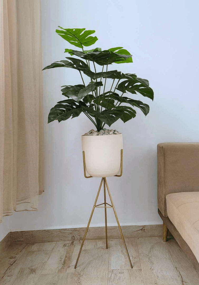 Faux Philodendron Dans Un Pot En Céramique Avec Support A20