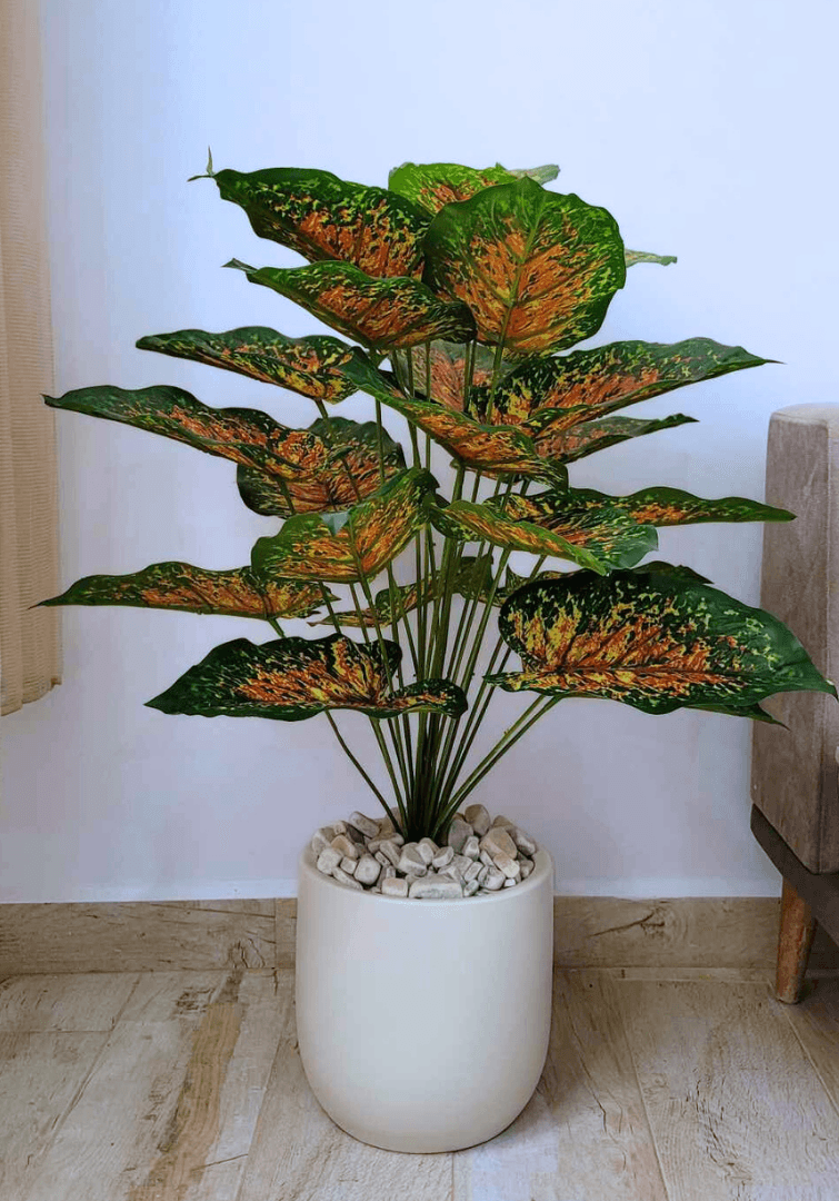 Rubis Rouge Aglaonema Artificielle avec pot en céramique A6